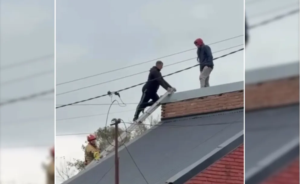 HORAS DE TENSIÓN SE VIVIERON AYER EN ROLDÁN. UN HOMBRE AMEZÓ CON ARROJARSE DEL TECHO
